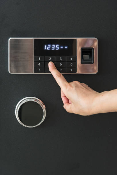 istock Hand open safe stock photo 1163364957