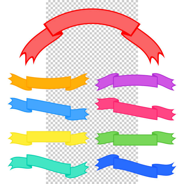 illustrations, cliparts, dessins animés et icônes de ensemble de rubans de bannière isolés colorés sur un fond transparent. illustration simple de vecteur plat. avec de l'espace pour le texte. convient pour l'infographie, le design, la publicité, les vacances, les étiquettes. - sash white blue red