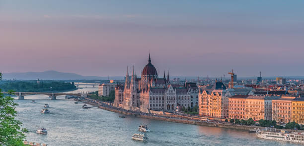 istock Panorama of Budapest at sunset. Hungarian landmarks 1163366233