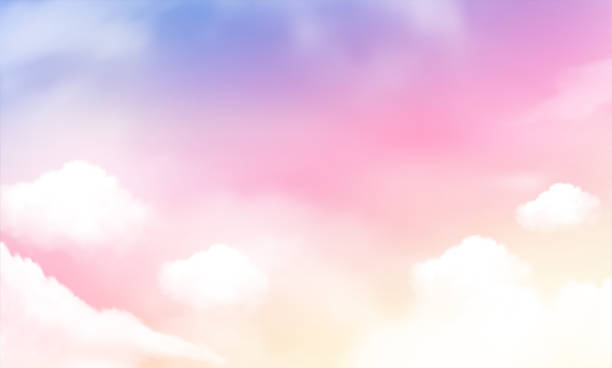 하늘 배경과 파스텔 색상. 벡터 일러스트레이션 - cloudscape cloud sky heaven stock illustrations