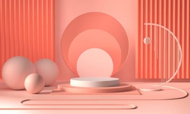 istock Render image of abstract pink color geometric shape background, modern minimalist mockup for podium display or showcase 1163371534