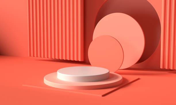 istock Render image of abstract pink color geometric shape background, modern minimalist mockup for podium display or showcase 1163371537