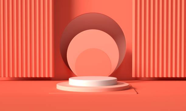 istock Render image of abstract pink color geometric shape background, modern minimalist mockup for podium display or showcase 1163371556