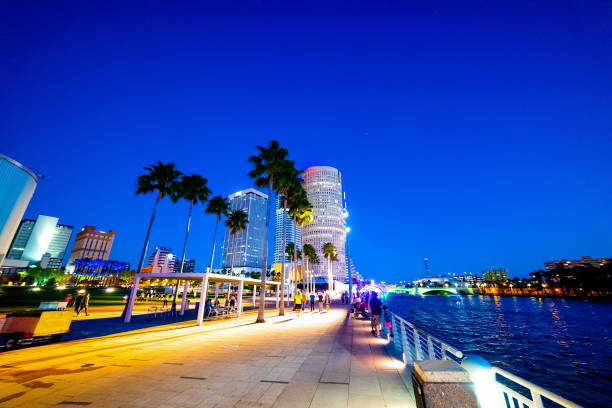 istock Colorful night in Tampa riverwalk 1163373465