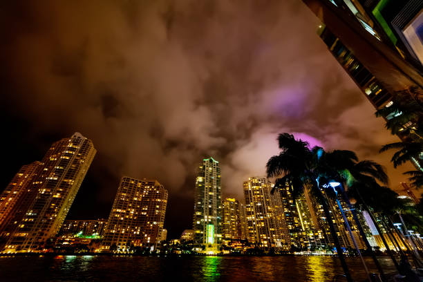 istock Skyscrapers at night in Miami riverwalk 1163376099