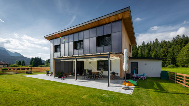 istock perspective of sun energy solar sun house with panels on front 1163378918