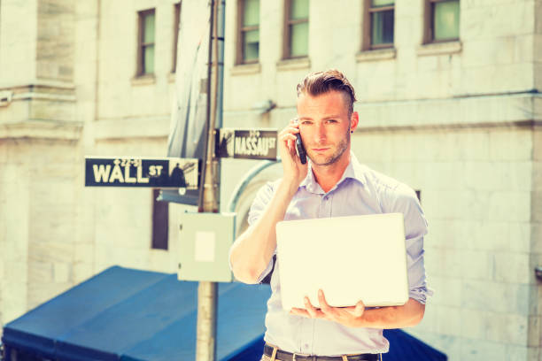istock Young handsome man traveling, working in New York City, 1163379410