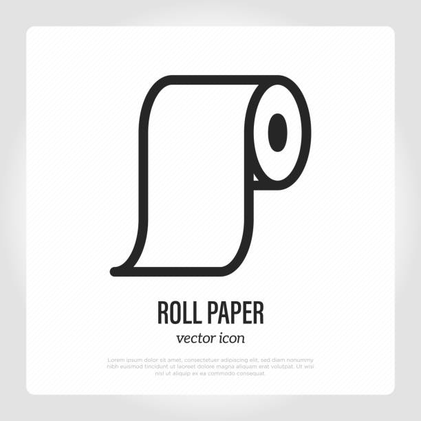 ilustrações, clipart, desenhos animados e ícones de role o ícone da linha fina do papel. ilustração do vetor. - toilet paper