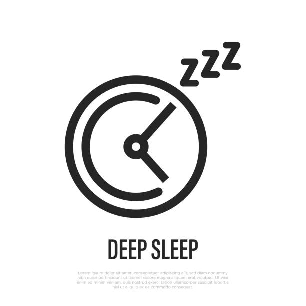 Deep sleep phase on clock thin line icon. Vector illustration. vector art illustration