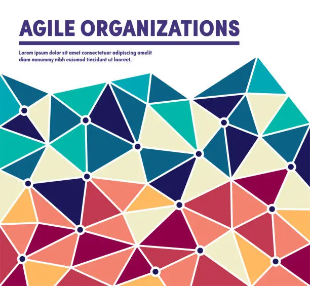 Vector illustration of Agile Organization Colorful Polygon Web Banner Design