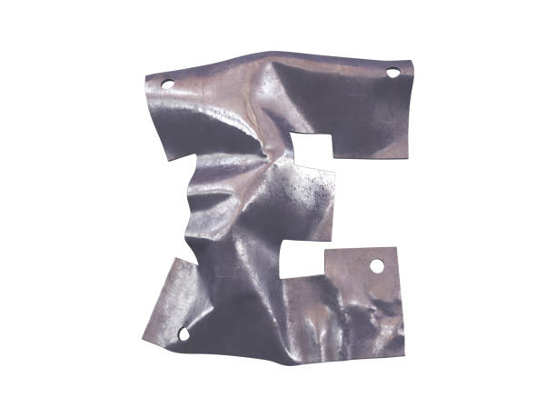 Crumpled and damage metal font.