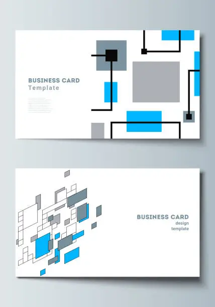 Vector illustration of The minimalistic abstract vector illustration of editable layout of two creative business cards design templates. Abstract polygonal background, colorful mosaic pattern, retro bauhaus de stijl design.