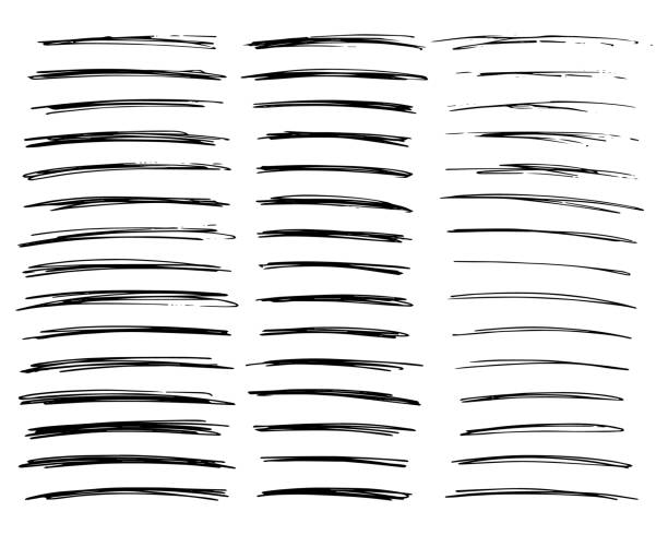 ScribbleSmears-23 Lines hand drawn grunge big set. Abstract black doodle lines isolated on white background. Vector illustration underline stock illustrations