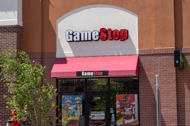 Exterior of a GameStop retail store. This retail chain specializes in video game and consoles sales stock photo