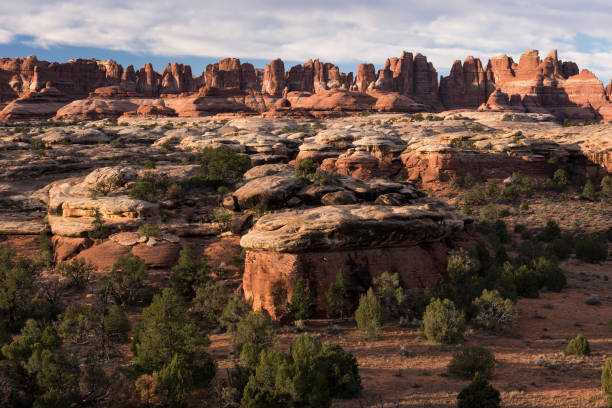 유타 주 캐년랜즈 국립공원의 드라마틱한 레드록 컨트리. - red rocks rock canyon escarpment 뉴스 사진 이미지