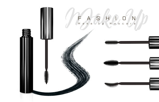 istock Mascara eyeliner and brush stroke vector, beauty and cosmetic background. Vector illustration 1163409606