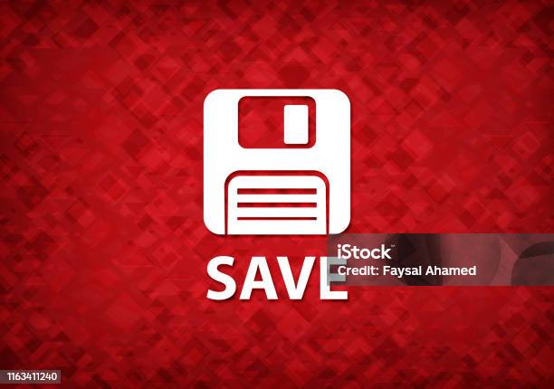 Save Red Icon Save Red Background Stock Illustration - Download Image Now - Data ...