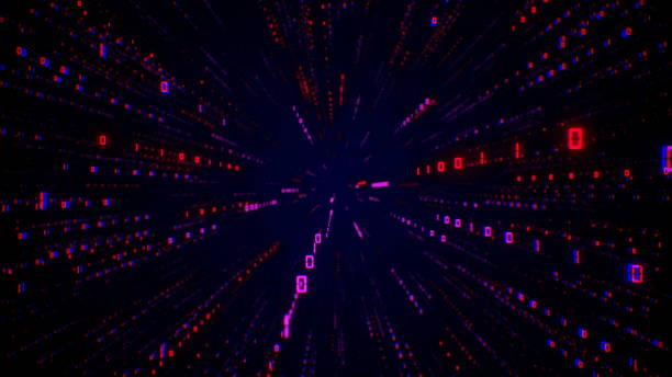 istock Digital futuristic data tunnel 3D illustration. Binary numbers in cyberspace 1163417914