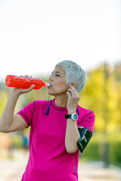 istock Senior Woman resting after hard training 1163418843