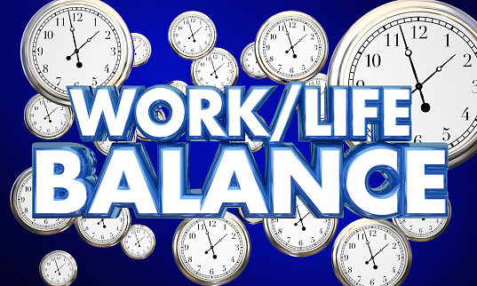 Work-Life Balance Clocks Spend Time Wisely 3d Illustration