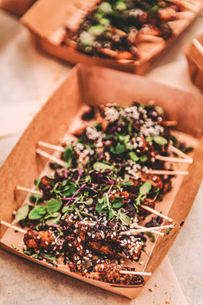 istock Vegan chicken satay made of seitan spitroasted 1163419729