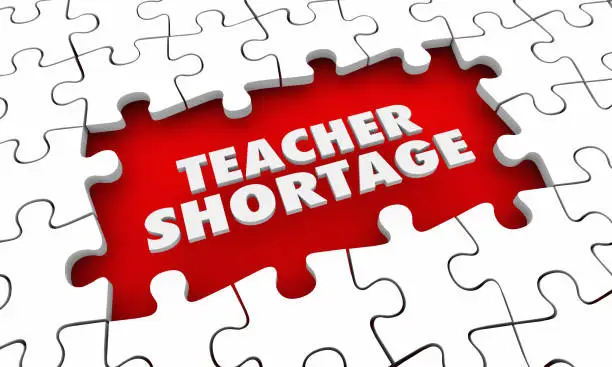 Photo of Teacher Shortage Puzzle Pieces Words Hire More Educators 3d Illustration