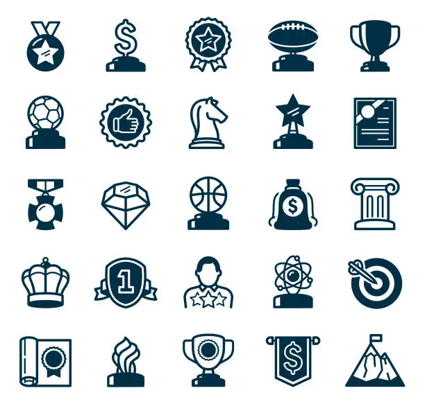 Vector illustration of Award and Trophy Icons. Achievement Concept