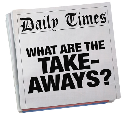 What Are the Takeaways Question Newspaper Headline 3d Illustration