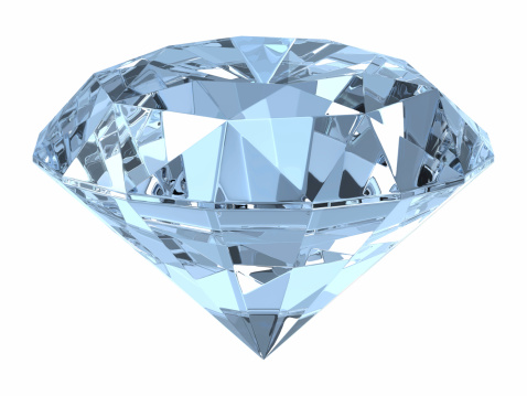 Single diamond isolated on white. 3D render.
