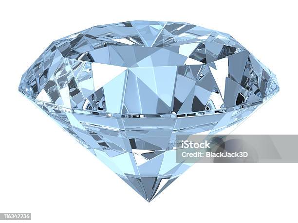 Close Of Up A Diamond On White Background Stock Photo - Download Image Now - Diamond - Gemstone, Cut Out, Three Dimensional