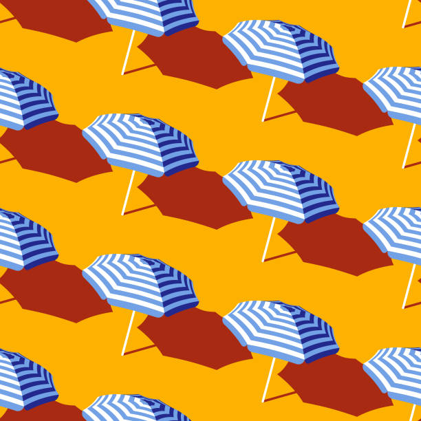 illustrazioni stock, clip art, cartoni animati e icone di tendenza di modello di ombrellone estivo senza soluzione di continuità - parasol vector umbrella beach