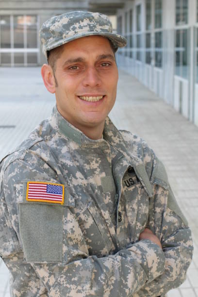 istock Faded looking veteran looking cheerful 1163425040