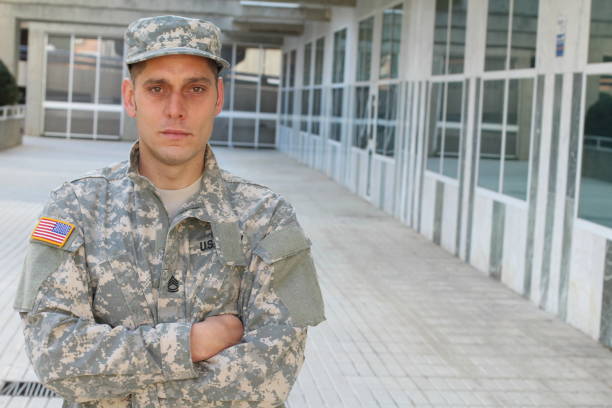 istock Patriotic US soldier looking ill 1163425060