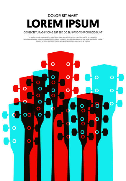Music poster modern vintage retro style Music poster modern vintage retro style. Graphic design template can be used for background, backdrop, banner, brochure, leaflet, flyer, print, publication, vector illustration abstract musical instrument stock illustrations