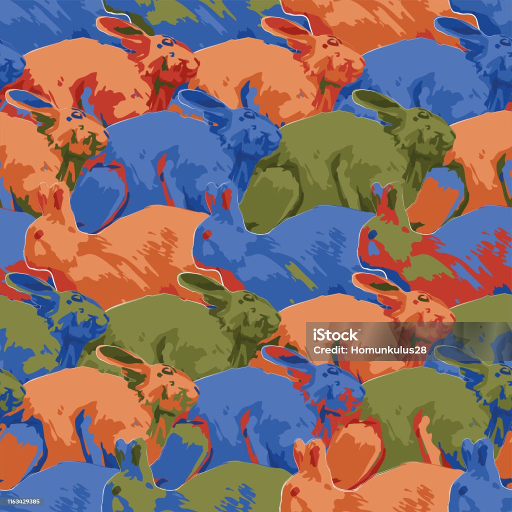 Side View Rabbit Pattern Repeated Seamless Pattern Of Cute Rabbits In The Side View Stock ...
