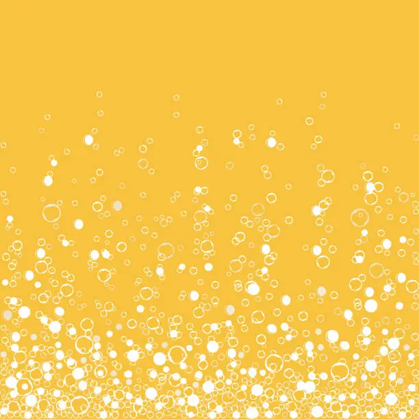 Vector illustration of Fizzy champagne drink isolated on white background. Air bubbles. Vector