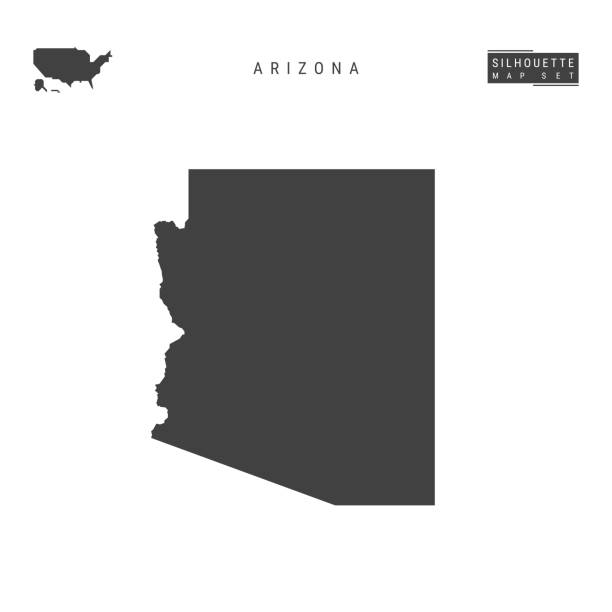 ilustraciones, imágenes clip art, dibujos animados e iconos de stock de mapa vectorial del estado de arizona aislado sobre fondo blanco. mapa de silueta negra de alta detalle de arizona - arizona map outline silhouette