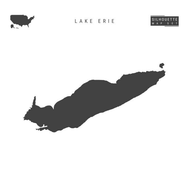 Lake Erie Vector Map Isolated on White Background. High-Detailed Black Silhouette Map of Lake Erie Lake Erie Blank Vector Map Isolated on White Background. High-Detailed Black Silhouette Map of Lake Erie. lake erie stock illustrations