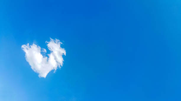 big heart-shaped clouds, beautiful background for love themes, clearly see
