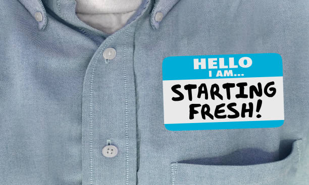 istock Starting Fresh Hello Name Tag Sticker New Beginning 3d Illustration 1163450354