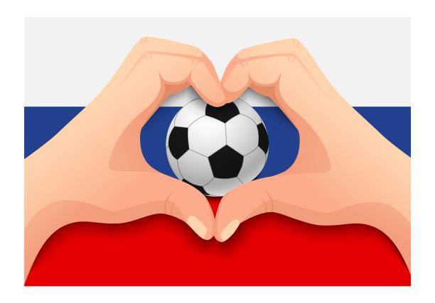 istock russia soccer ball and hand heart shape 1163451739