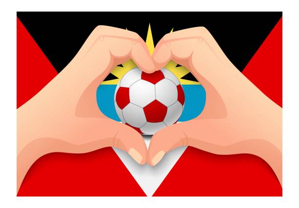 istock Antigua and Barbuda soccer ball and hand heart shape 1163451881