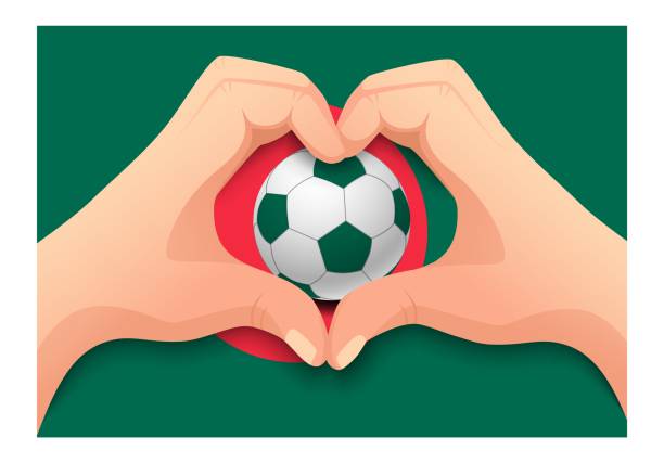 istock Bangladesh soccer ball and hand heart shape 1163451890