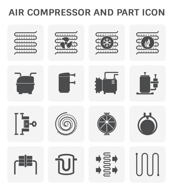 значок воздушного компрессора - air air conditioner electric fan condition stock illustrations