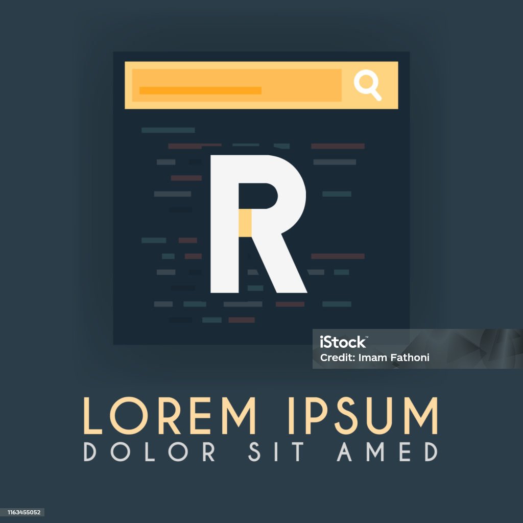 Editor Code Letter R Logo R Letter Design Web Developer And Search ...