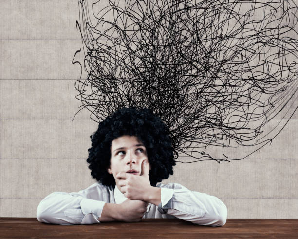 istock Businessman and a chaotic lines drawn on wall. 1163455830