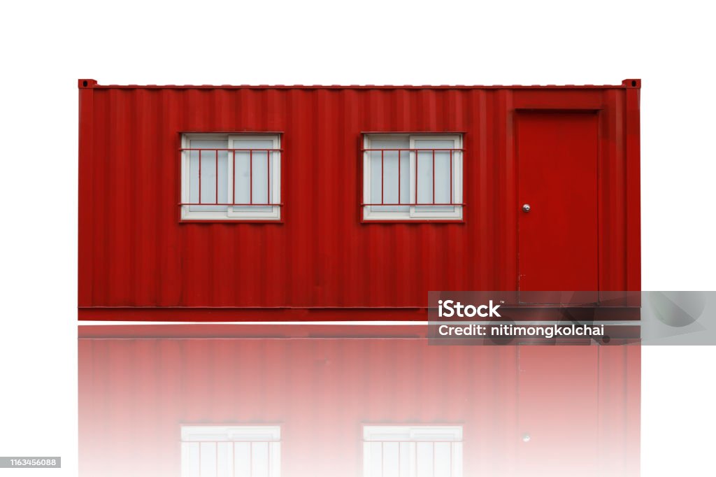 Container With Windows Red Red Office Container Isolated On White Background This Had Clipping ...