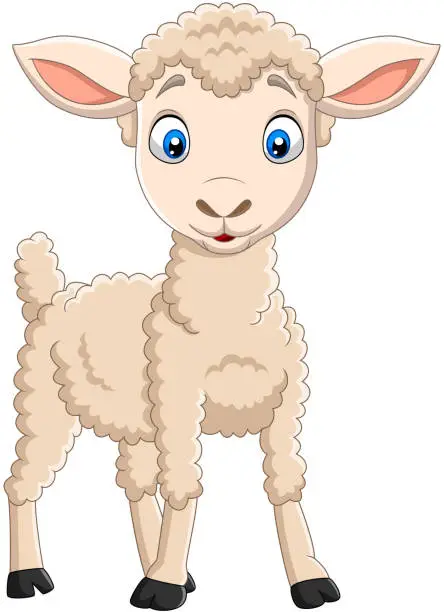 Vector illustration of Cartoon happy lamb isolated on white background