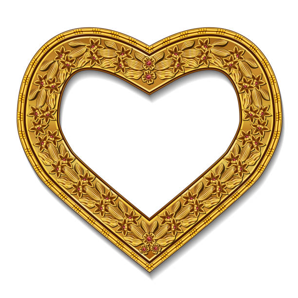 istock frame in the shape of heart gold color with shadow 1163464852