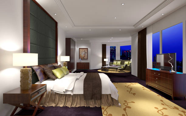 istock Bedroom or Hotelroom Interior 3D Illustration Photorealistic Rendering 1163470287